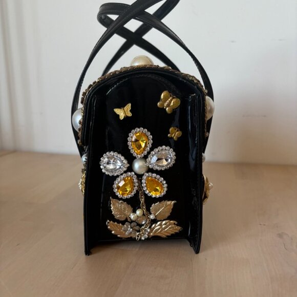 Absolutely Adorable Upcycled/Restored Embellished Little Black Evening Bag - Picture 4 of 8